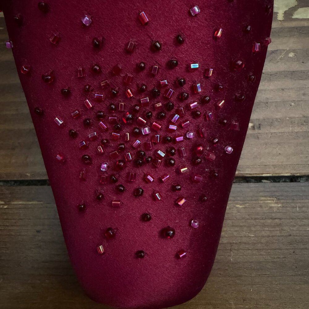Stéphane Kélian Burgundy Suede Beaded Heels Size 4.5 Made in France New - Picture 4 of 10